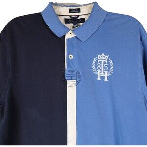 Tommy Hilfiger Mens Golf Polo Shirt Large Embroidered Crest Color Blocked Mesh